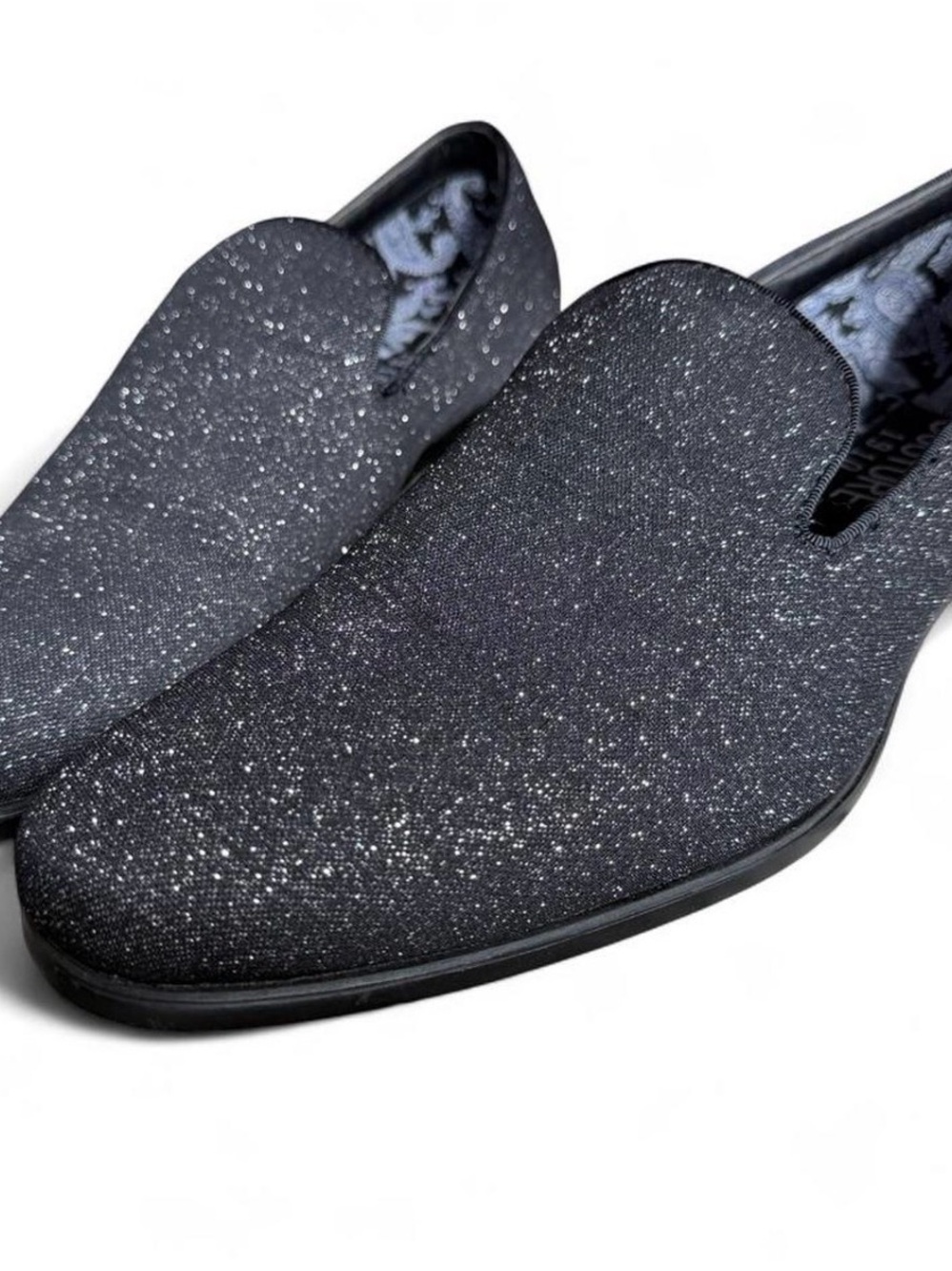 Men's Black Glitter Slip-On Loafers